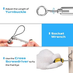 NEREUS String Light Hanging Kit with 250 Ft Vinyl Coated 304 Stainless Steel …