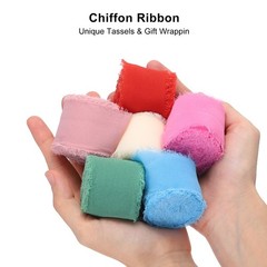 Chiffon Ribbon, 1.5″x7 Yard Silk Beige Tulle Satin Fabric Ribbon,3pcs