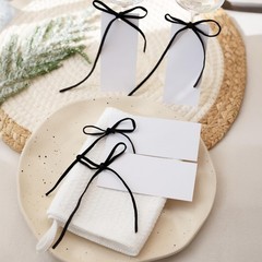 50 Name Cards Table Setting Black Place Cards Velvet Ribbon 4.13″X1.77″