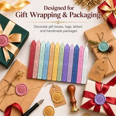 12 Pieces Sealing Wax Sticks with Wicks for Letter Seal Wax Stamp,Wedding Invita