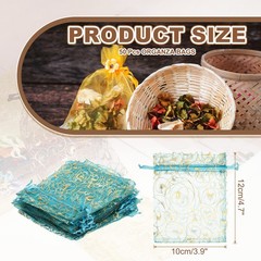 50Pcs Organza Bags 3.9×4.7 Inch Candy Bags Mesh Bag Jewelry Bag Lake Blue