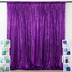 ShinyBeauty Purple Sequin-Backdrop-Curtain 2Panels 5FTx10FT Glitter Wedding Back