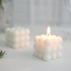 2 WHITE Bubble Cube Unscented Paraffin Wax CANDLES Wedding Centerpieces Events