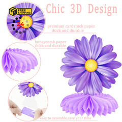 9Pcs Summer Daisy Flower Honeycomb Centerpieces, Floral Table Multicolor