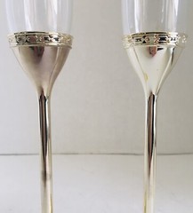 Vera Wang Wedgewood Pair of Two Tone Silver Plate & Gold Tone Champaign Flutes