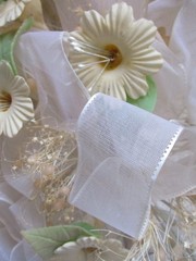 Brides Cascade Bouquet Vintage 70s-80s wedding Artificial flower sheer ribbons