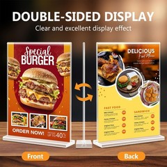 Acrylic Sign Holder 8.5 x 11, Double Sided Sign Holder Stand, Plastic 12 Pack…