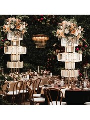 Gold Metal Crystal Flower Stand Wedding Centerpiece 5 Tier