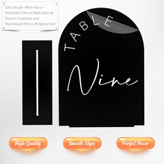 Black Arched Wedding Table Numbers 1-20 with Stands, 5X7 Inch Black Acrylic Arch