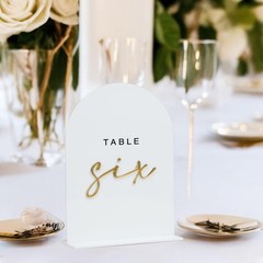 White Arched Wedding Table Numbers 1-10 with Stands, 5×7 Inch White Acrylic A…