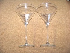 Eat Drink and Be Married stem glass set 7-7/8″ tall 4-3/4″ Wedding his & hers