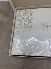 CR Gibson Wedding Guest Book Embossed White with Silver Script New In Plastic