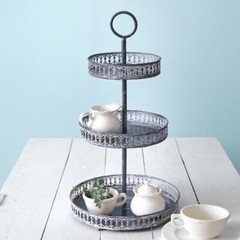 Metal French Colonial Three Tier Display Stand / Tray – Kitchen Service Tray