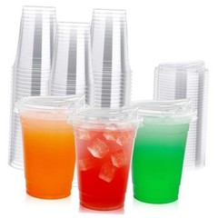 6oz Clear Plastic Drinking Cups (90 Pack) with Strawless Sip 1 Clear – 16 ounce