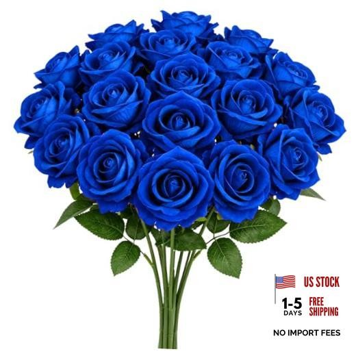 24PCS 20‘’ Sapphire Blue Artificial 24pcs Sapphire Blue Artificial Flowers
