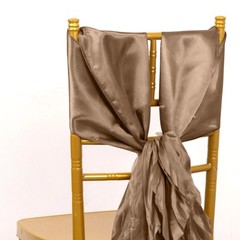 5 TAUPE Curly Willow Chiffon Satin CHAIR SASHES Party Event Decorations Supplies