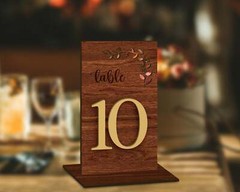 Personalised Engraving & 3D Raised Wooden Laminated Ply Wedding Table Number