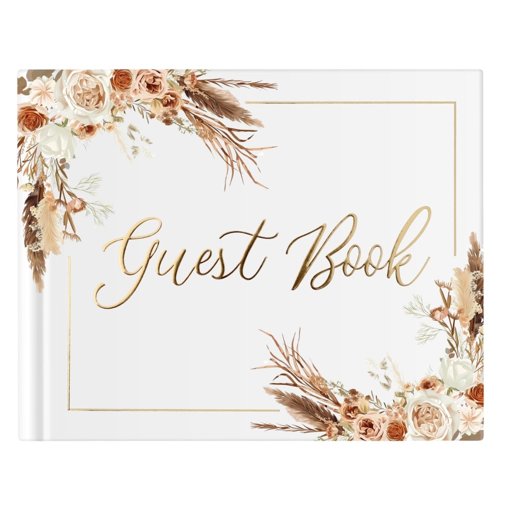 Wedding Guest Book for Guests to Sign, Elegant Guestbook Neutral