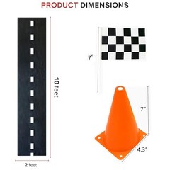 7inch Orange Racing Traffic Cones With Holes on Top,Checkered Flags,Racetrack