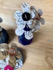 Vintage doorknob flower decorations-hand made-with vintage book pieces-wedding++