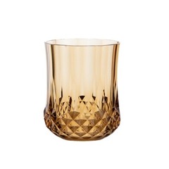 6 pcs Amber Gold 8 oz Crystal Cut Plastic Stemless Wine Glasses Disposable