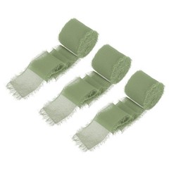 Chiffon Ribbon, 1.5″x7 Yard Silk Dusty Green Tulle Satin Fabric Ribbon,3pcs