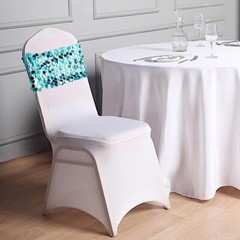 5 TURQUOISE 10″ wide Large Payette Sequined Chair Sashes Wedding Decorations