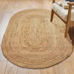 Chardin home Oval Braided Natural Fiber Jute Rug – 3×5 ft, Handcrafted Boh