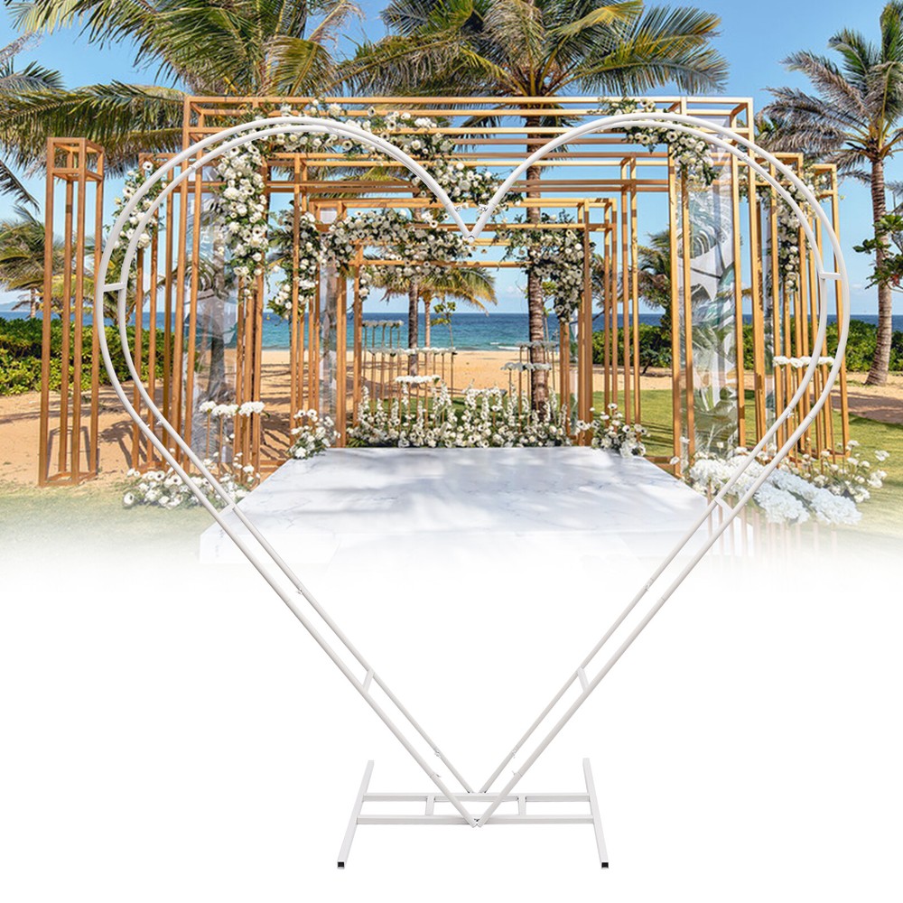 Metal Heart Shaped Wedding Arch Backdrop Stand White for Wedding Ceremony Decor