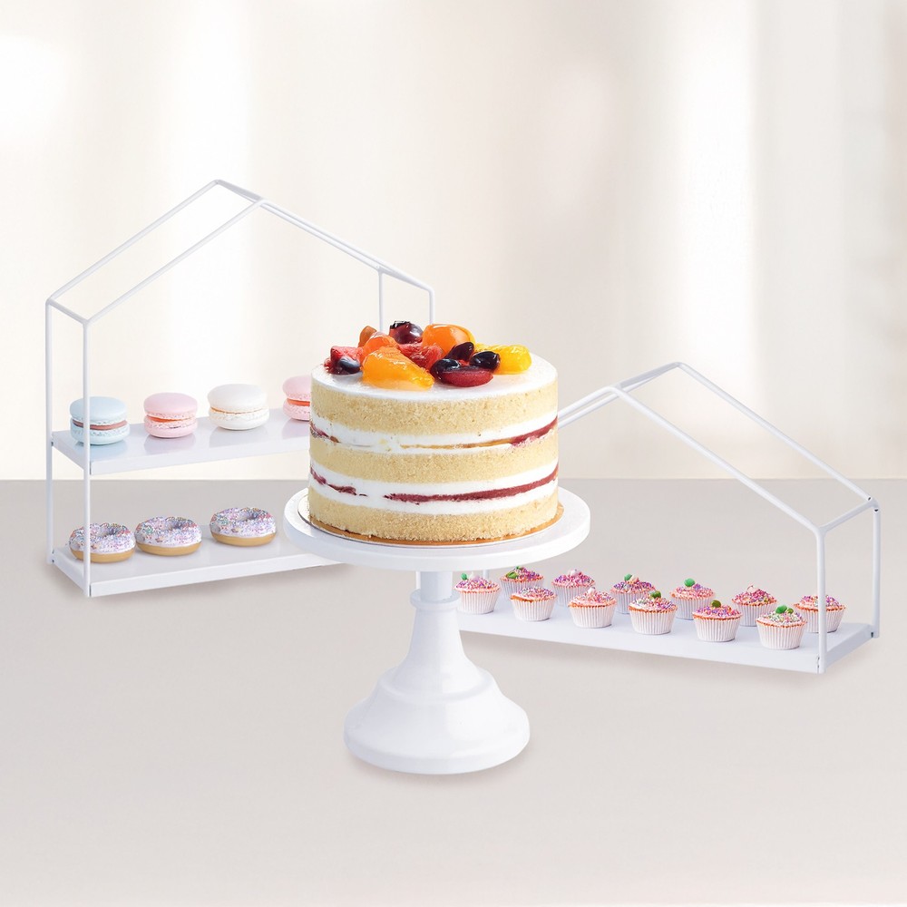 Food-Safe White Tiered Serving Stands – Easy Assembly Party Display for Candy
