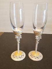 Nuptio Champagne Flutes Glasses 2pcs.Flute Enamel Wedding Crystal 9.75″tall