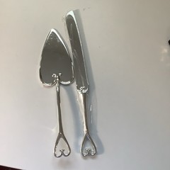Celebrate It Silver Heart Wedding Cake Knife And Server Set