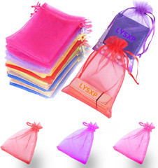 100 Pcs Organza Bags, 4x6Inches, Random 10 Colors, Drawstring Favor Pouches, Per