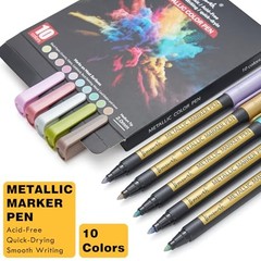 Metallic Marker Pens – Colors Medium Point Metallic Markers for Rock 10