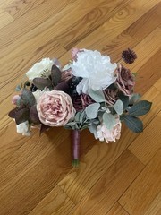 Lings Moment Artificial Wedding Bouquet Flowers Pink Purple White