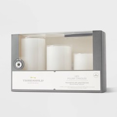 3pk 6″ x 3″ LED Flameless Black Wick Candles White – Threshold