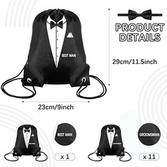 12 Pieces Groomsman Gift Bags for Wedding Include 1 Best Man and 11 Groomsman Pr