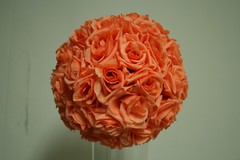 9″-10″ Rose Flower Kissing Ball Silk Rose Pomander for Wedding 1 Pc (21 Colors)