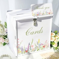 White Wedding Card Box With Lock PVC Gift Money Reception Decor Anniversary