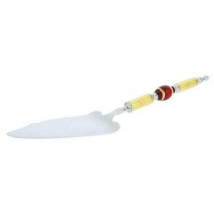 GlassOfVenice Italian Murano Glass Cake Server – Gold Red Stripes