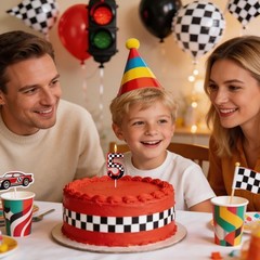 Black and White Plaid Digital Birthday Candles, Racing Theme Party Cake Decor…