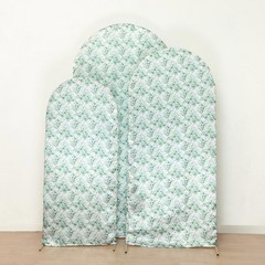 3 Eucalyptus Floral Satin Round Top Arch Backdrop Stand Covers Set Party Events