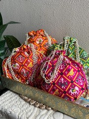 Lot of 100 Pcs Patola Print Potli Bag, Women’s Potli Bag, Girl’s Bag For Her