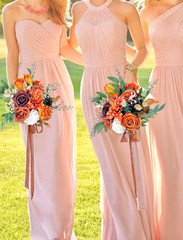 Burnt Orange Bridesmaid Bouquets – 2 PCS Vintage Fall Wedding Flowers