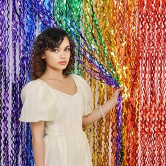 CYLMFC 3 Pack Rainbow Foil Curtains – 3.3×6.6ft Metallic Streamers Tinsel Cur…