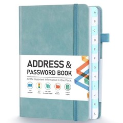 Address Book, Address and Password Keeper Book Medium (5.3 x 7.7 inch) Blue