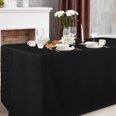 Obstal Black Tablecloth Fitted for 6ft Rectangle Table – Water Resistant Poly…