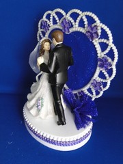 New Elegant Wedding Dancing Couple Caketop, Crystal Heart, purple decor #347