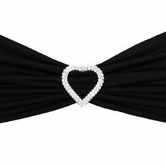 Dazzling and Shining Heart Rhinestone Chair Sash Buckles Silver, Pack of 10