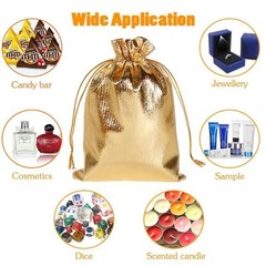 50pcs Gold Gift Drawstring Bags Pouches For Jewelry Organizers Candy Package